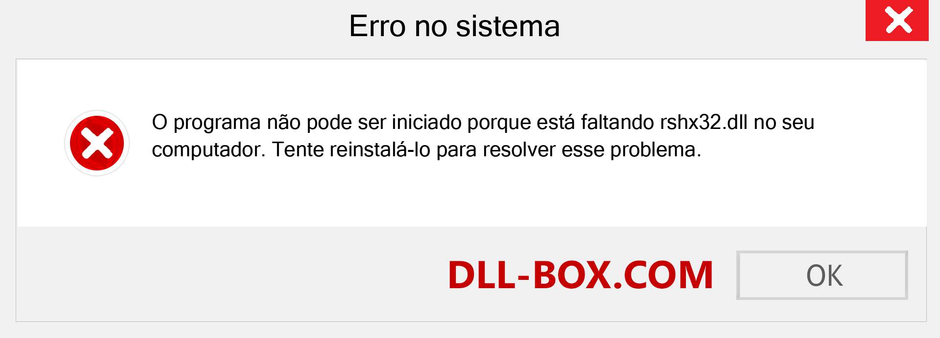 Arquivo rshx32.dll ausente ?. Download para Windows 7, 8, 10 - Correção de erro ausente rshx32 dll no Windows, fotos, imagens